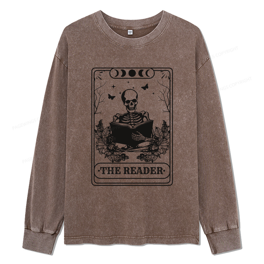 Pagewings The Reader Unisex Washed Long Sleeve T-shirt