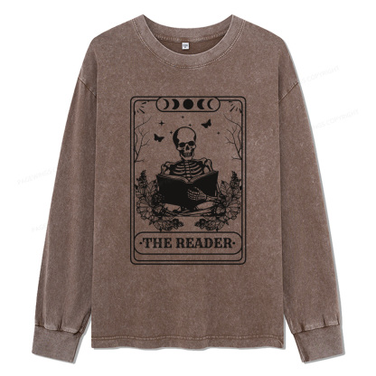 Pagewings The Reader Unisex Washed Long Sleeve T-shirt