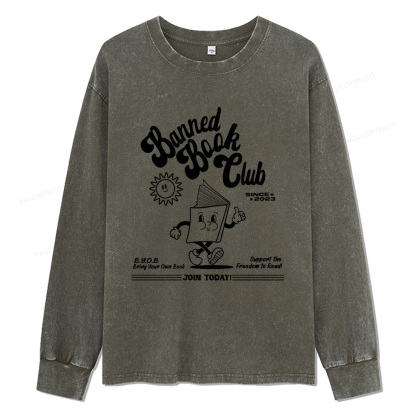 Pagewings Read Banned Books Unisex Washed Long Sleeve T-shirt