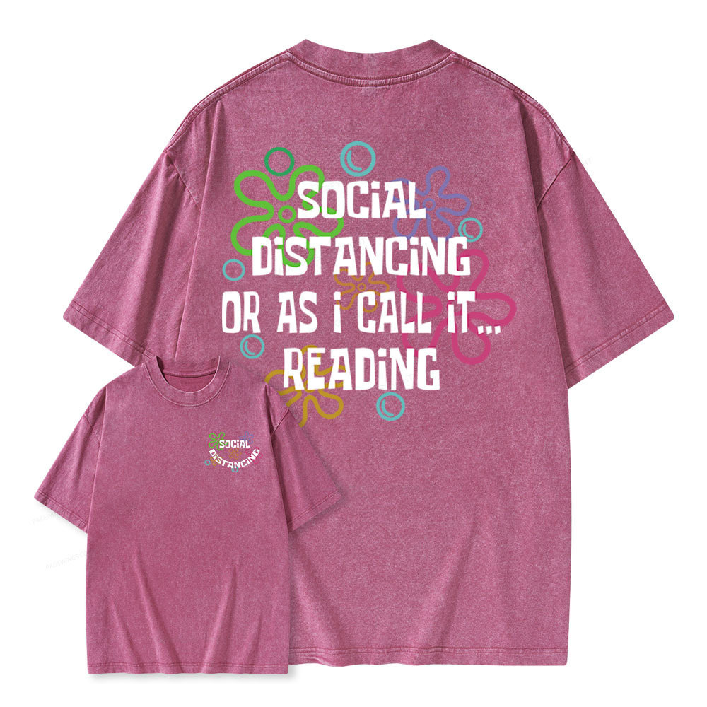 Pagewings Social Distancing Or As I Call It Reading Unisex Washed T-shirt