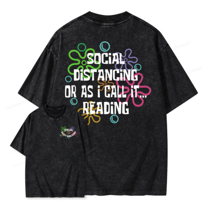 Pagewings Social Distancing Or As I Call It Reading Unisex Washed T-shirt