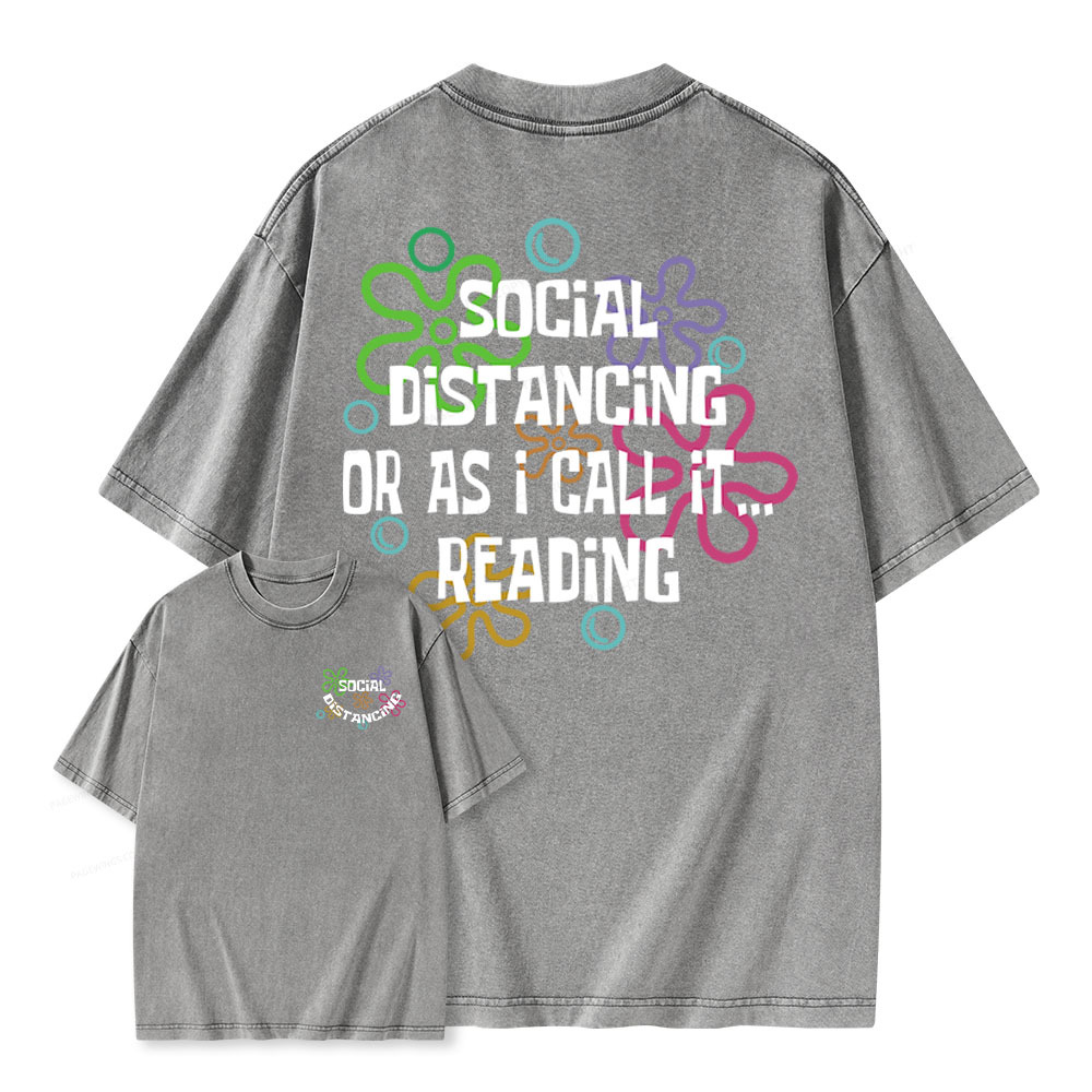 Pagewings Social Distancing Or As I Call It Reading Unisex Washed T-shirt