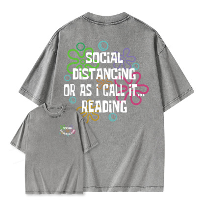 Pagewings Social Distancing Or As I Call It Reading Unisex Washed T-shirt