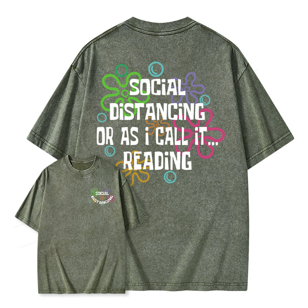 Pagewings Social Distancing Or As I Call It Reading Unisex Washed T-shirt