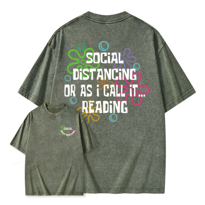 Pagewings Social Distancing Or As I Call It Reading Unisex Washed T-shirt