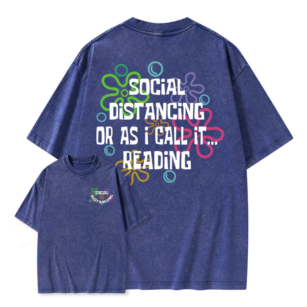 Pagewings Social Distancing Or As I Call It Reading Unisex Washed T-shirt