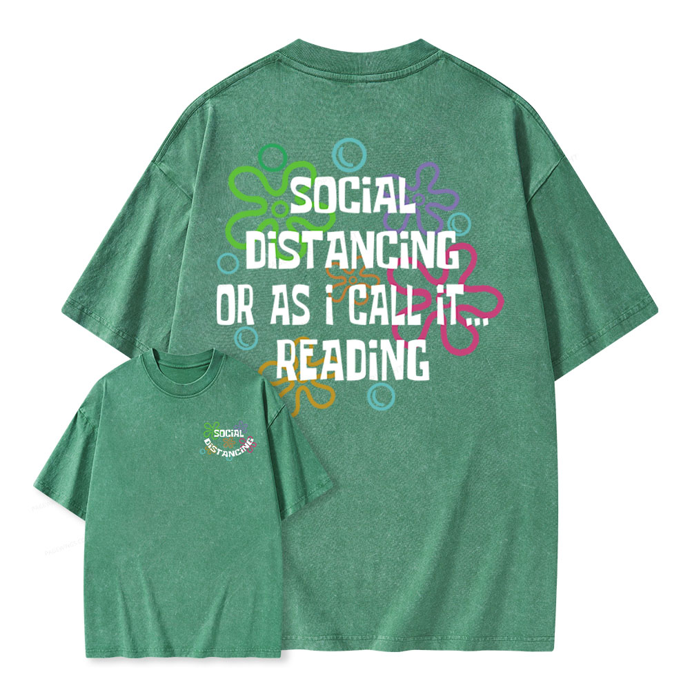 Pagewings Social Distancing Or As I Call It Reading Unisex Washed T-shirt