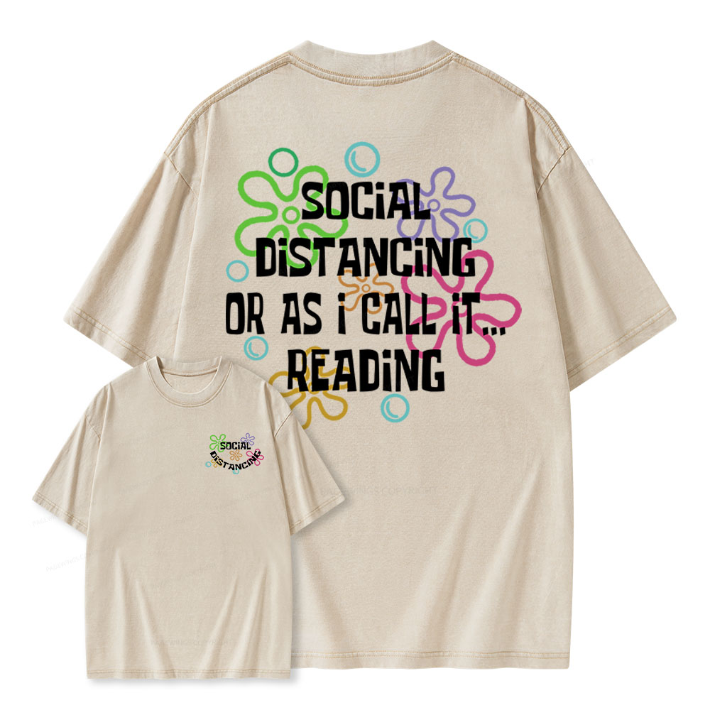 Pagewings Social Distancing Or As I Call It Reading Unisex Washed T-shirt
