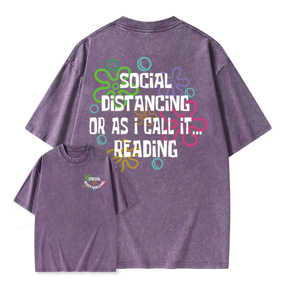 Pagewings Social Distancing Or As I Call It Reading Unisex Washed T-shirt