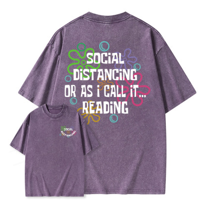 Pagewings Social Distancing Or As I Call It Reading Unisex Washed T-shirt