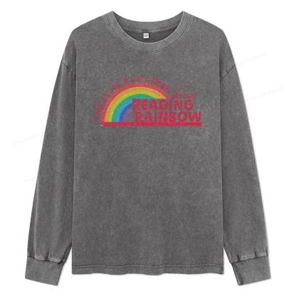 Pagewings Reading Rainbow Unisex Washed Long Sleeve T-shirt