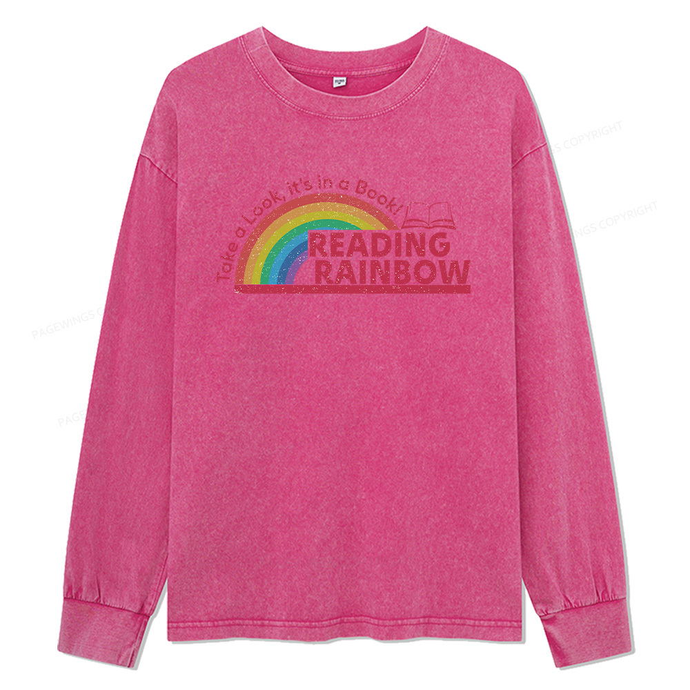 Pagewings Reading Rainbow Unisex Washed Long Sleeve T-shirt