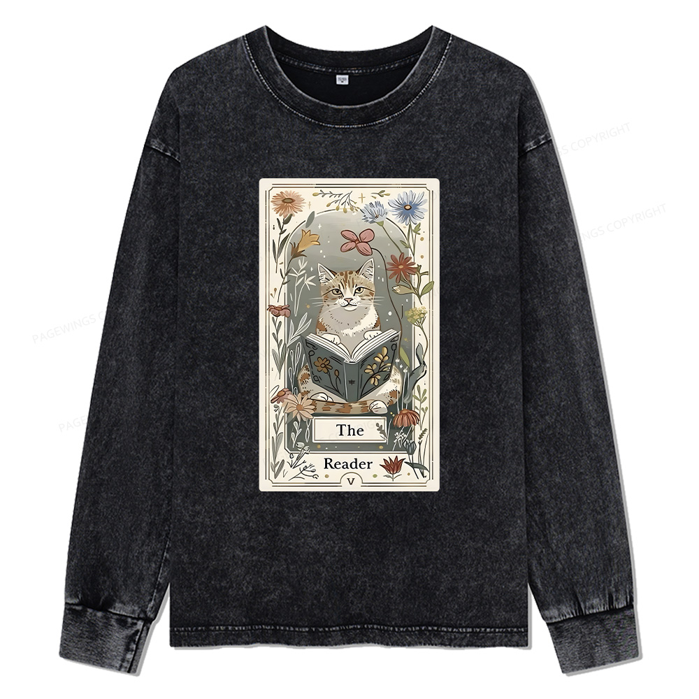 Pagewings The Reader Unisex Washed Long Sleeve T-shirt