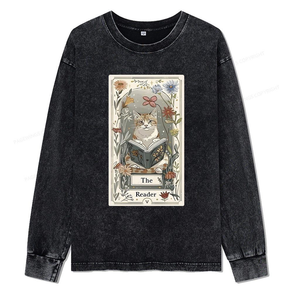 Pagewings The Reader Unisex Washed Long Sleeve T-shirt