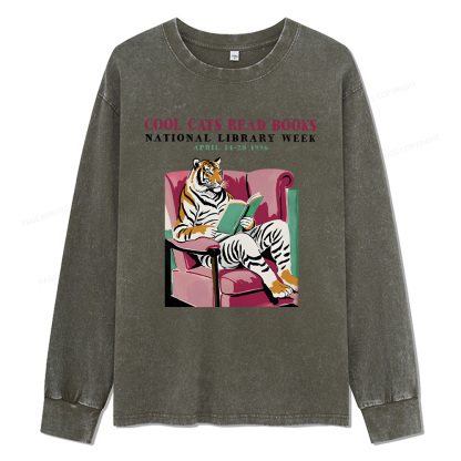 Pagewings Library Week Poster 1996 Unisex Washed Long Sleeve T-shirt