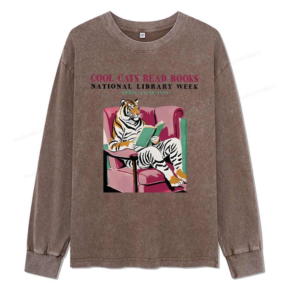 Pagewings Library Week Poster 1996 Unisex Washed Long Sleeve T-shirt