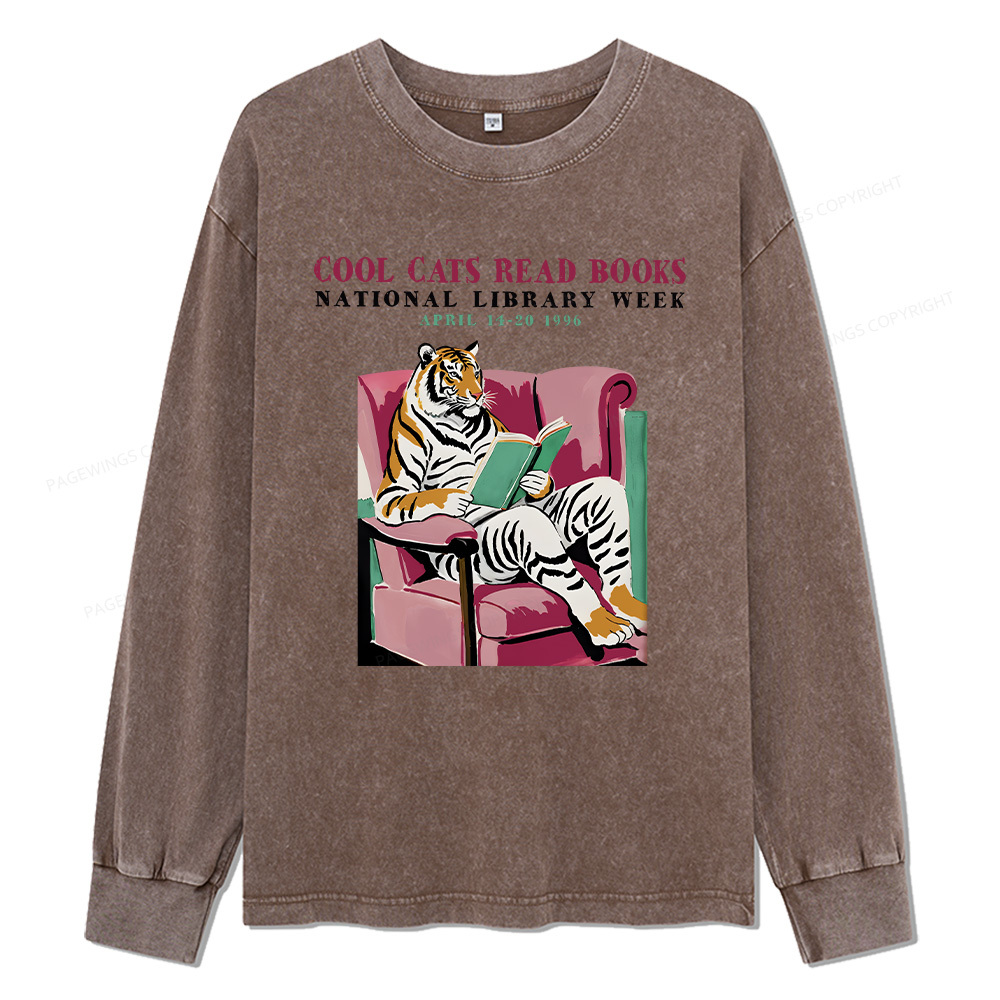 Pagewings Library Week Poster 1996 Unisex Washed Long Sleeve T-shirt