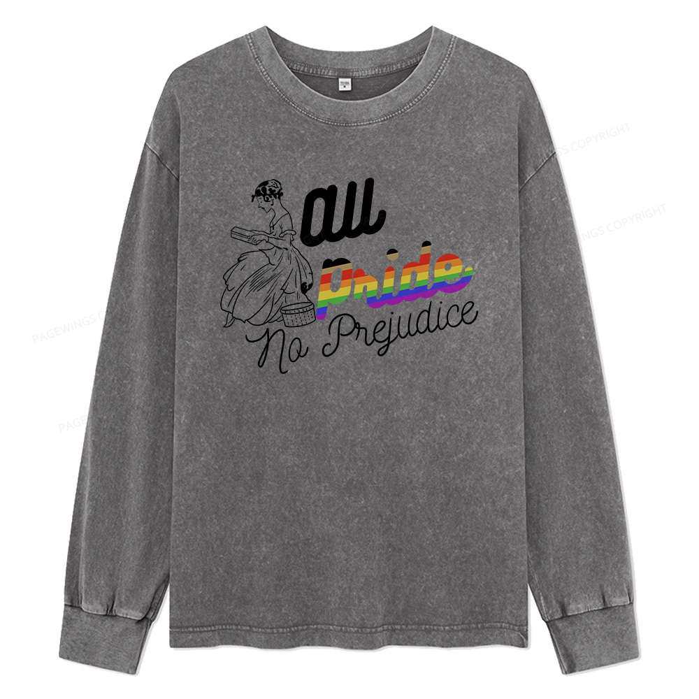 Pagewings All Pride No Prejudice Unisex Washed Long Sleeve T-shirt
