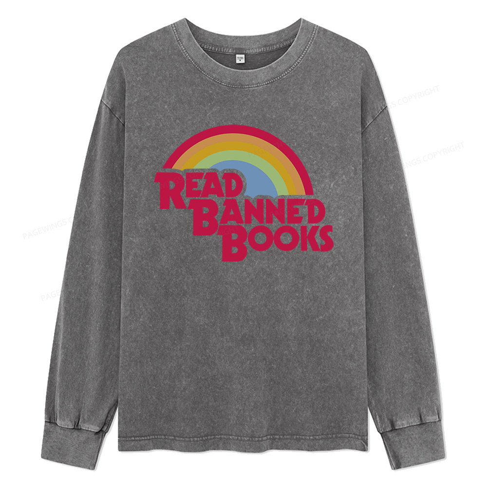 pagewings Read Banned Books Unisex Washed Long Sleeve T-shirt