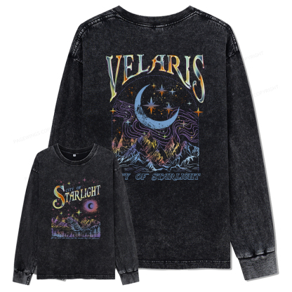 pagewings Velaris City Of Starlight ACOTAR Two-Sided Unisex Washed Long Sleeve T-shirt