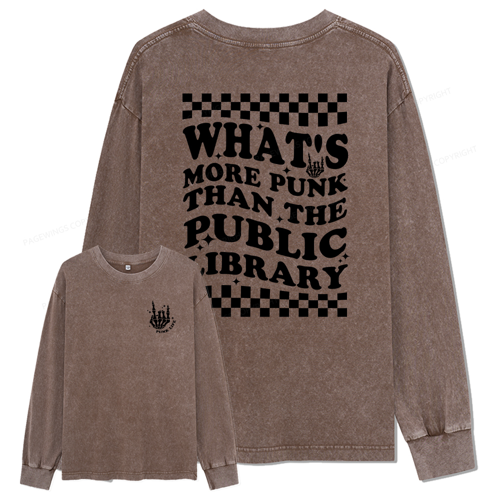 pagewings punk the public library Unisex Washed Long Sleeve T-shirt