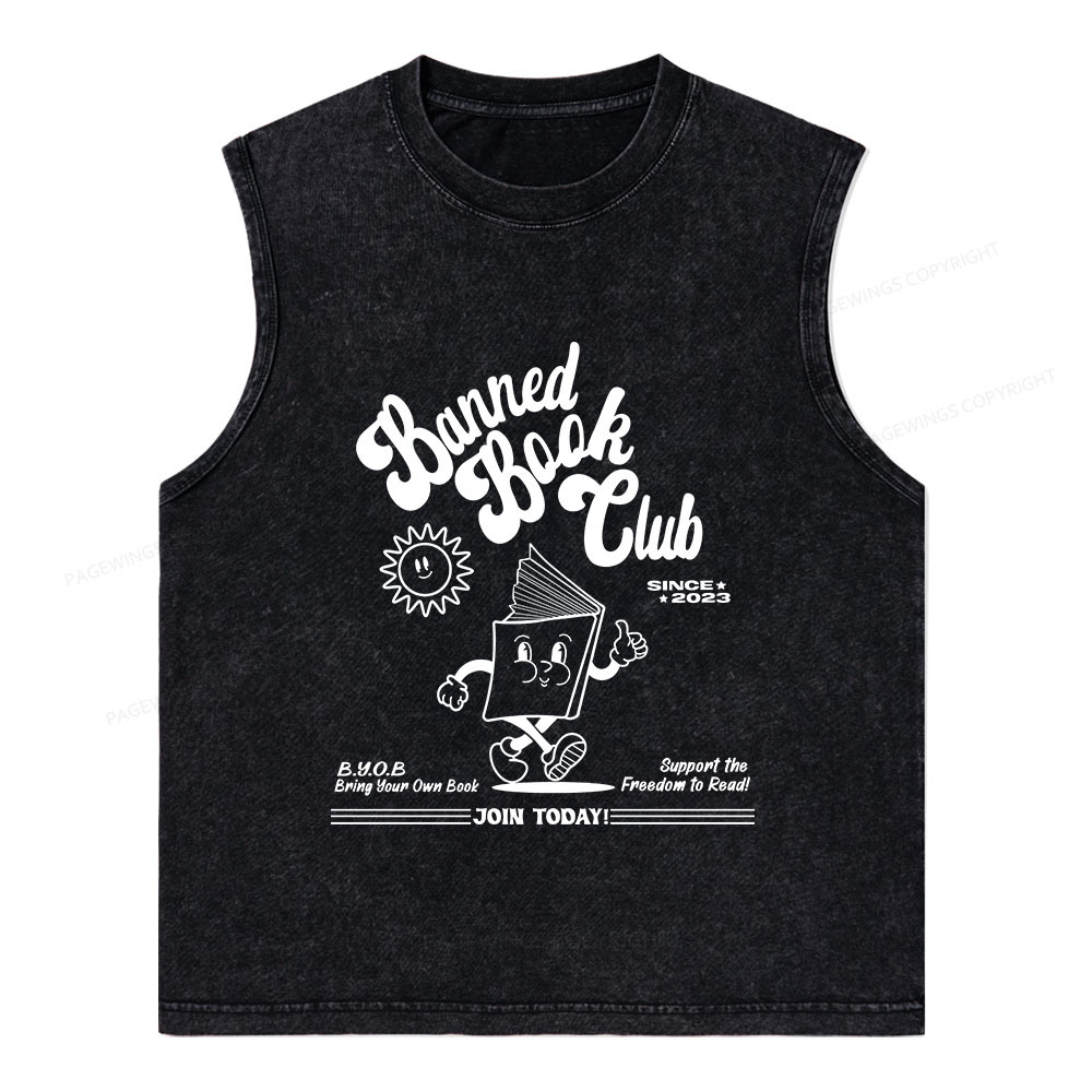 Pagewings Read Banned Books Unisex Washed Tank Top