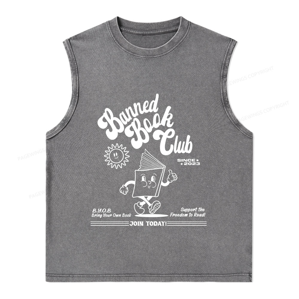 Pagewings Read Banned Books Unisex Washed Tank Top