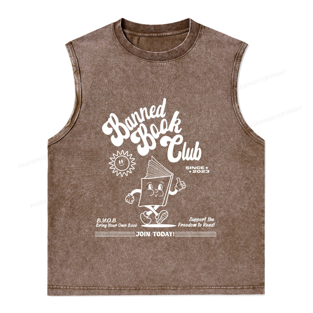 Pagewings Read Banned Books Unisex Washed Tank Top