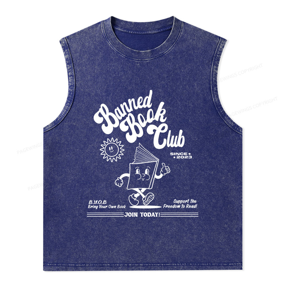 Pagewings Read Banned Books Unisex Washed Tank Top