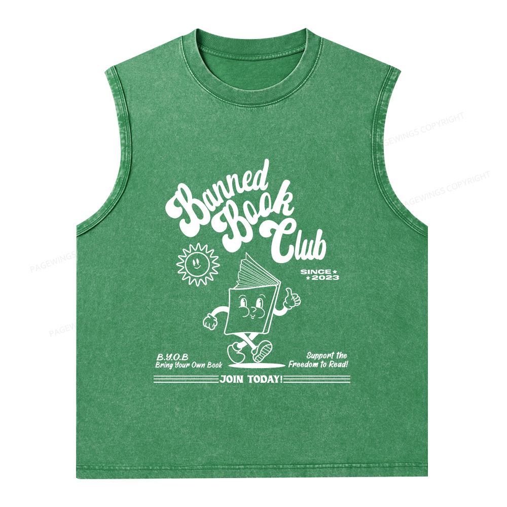Pagewings Read Banned Books Unisex Washed Tank Top
