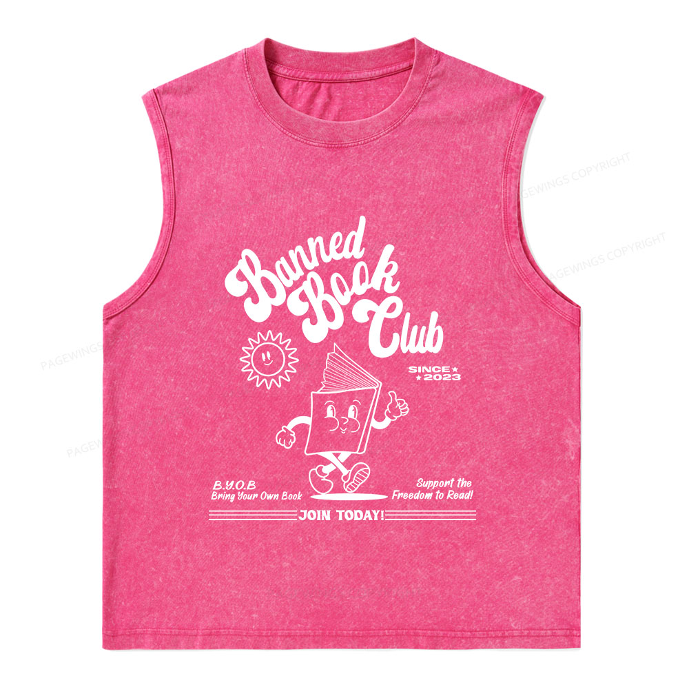 Pagewings Read Banned Books Unisex Washed Tank Top