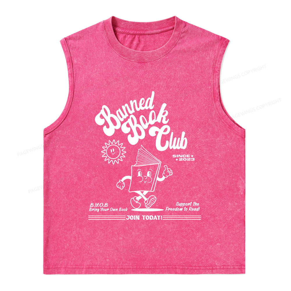 Pagewings Read Banned Books Unisex Washed Tank Top