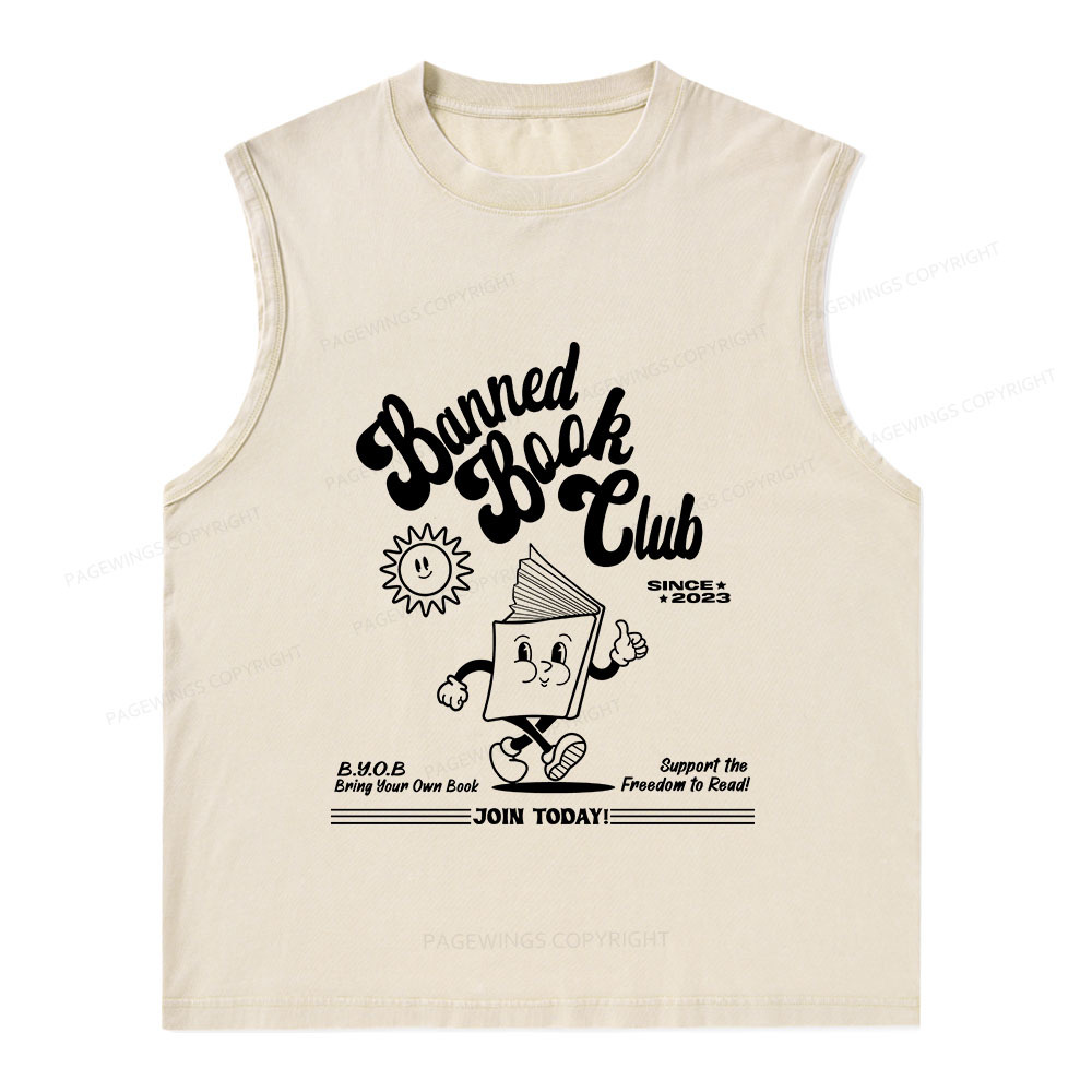 Pagewings Read Banned Books Unisex Washed Tank Top