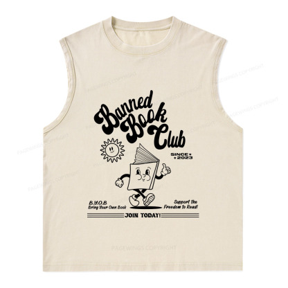 Pagewings Read Banned Books Unisex Washed Tank Top
