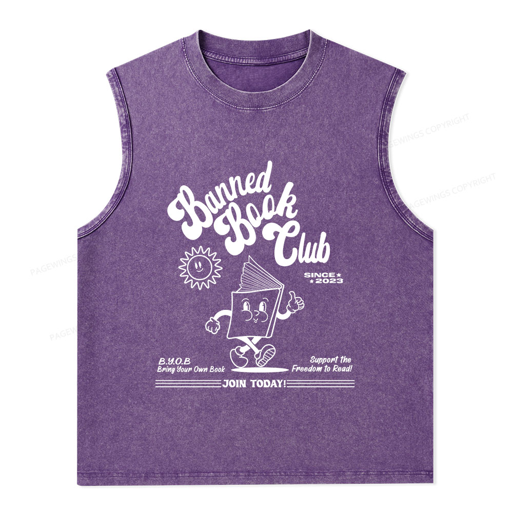 Pagewings Read Banned Books Unisex Washed Tank Top