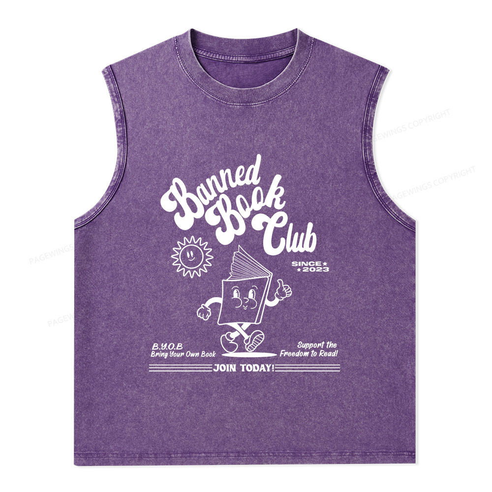 Pagewings Read Banned Books Unisex Washed Tank Top