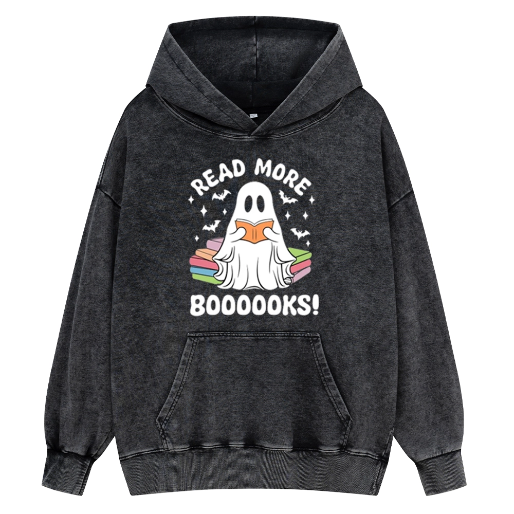 Pagewings Halloween Read More Booooks Unisex Washed Hoodie
