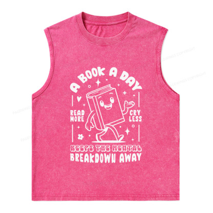Pagewings A Book A Day Keeps The Mental Breakdown Away Unisex Washed Tank Top