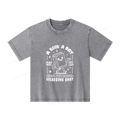 Pagewings A Book A Day Keeps The Mental Breakdown Away Unisex Kids Washed T-shirt