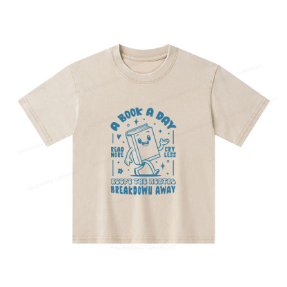 Pagewings A Book A Day Keeps The Mental Breakdown Away Unisex Kids Washed T-shirt