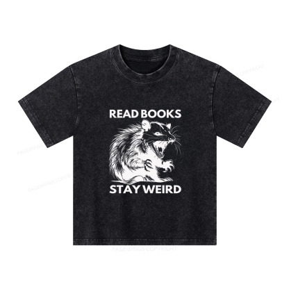 Pagewings Read Books Stay Weird Unisex Kids Washed T-shirt
