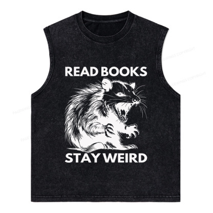 Pagewings Read Books Stay Weird Unisex Washed Tank Top