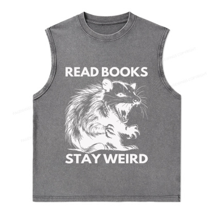 Pagewings Read Books Stay Weird Unisex Washed Tank Top