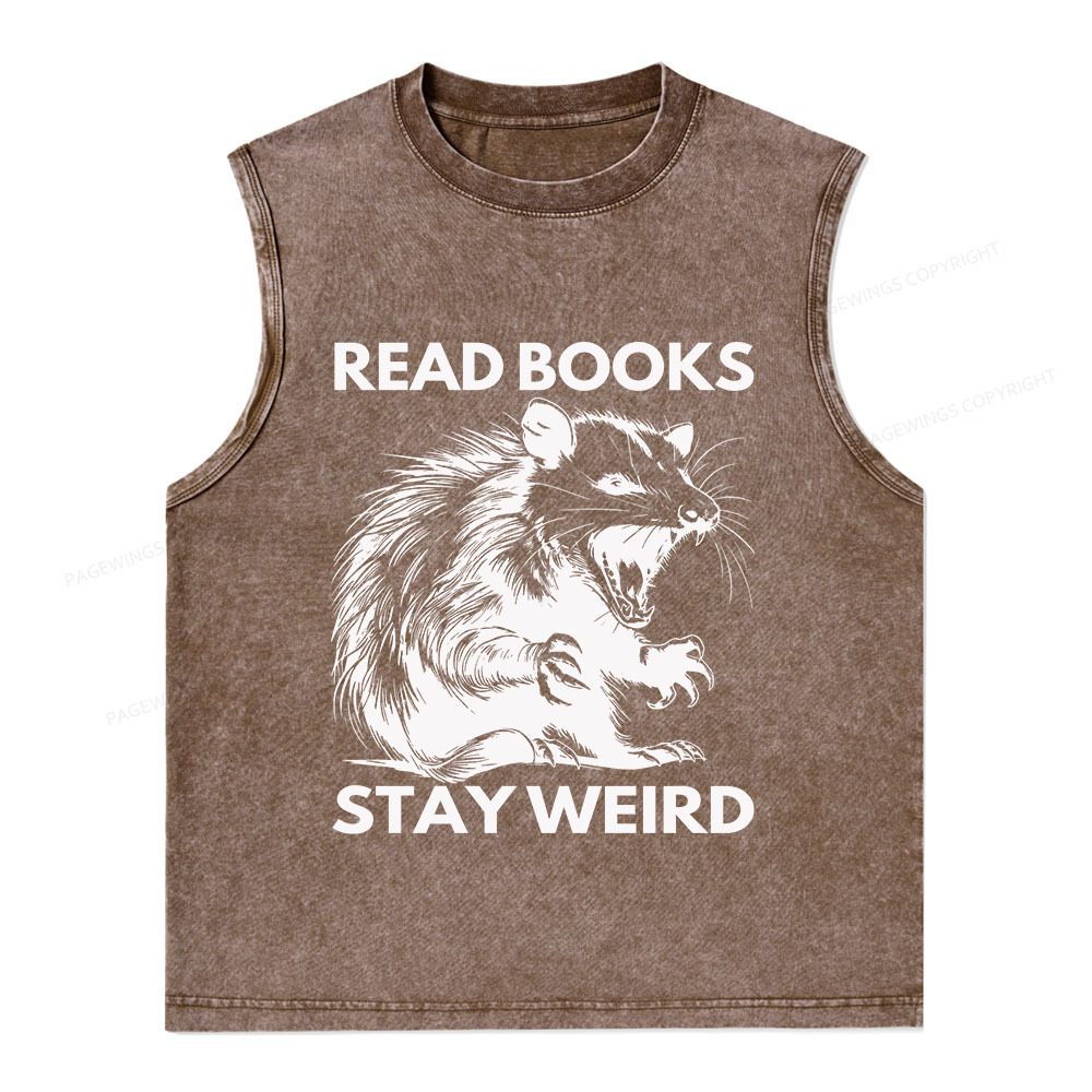 Pagewings Read Books Stay Weird Unisex Washed Tank Top