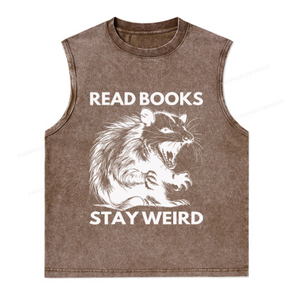 Pagewings Read Books Stay Weird Unisex Washed Tank Top