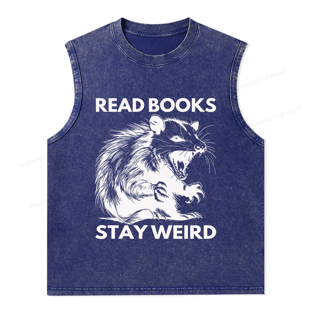 Pagewings Read Books Stay Weird Unisex Washed Tank Top