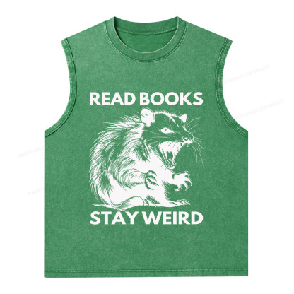 Pagewings Read Books Stay Weird Unisex Washed Tank Top