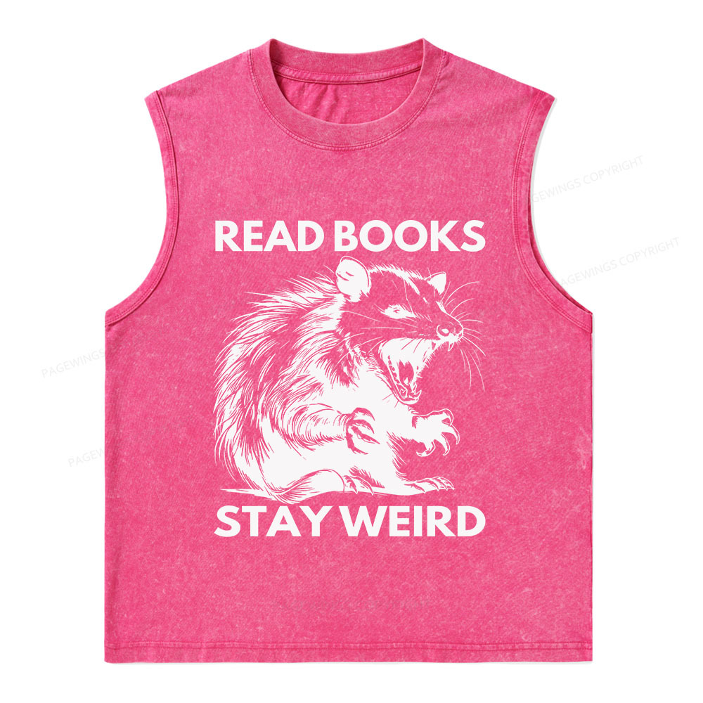 Pagewings Read Books Stay Weird Unisex Washed Tank Top
