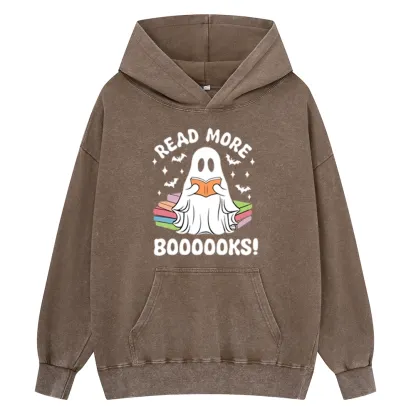 Pagewings Halloween Read More Booooks Unisex Washed Hoodie