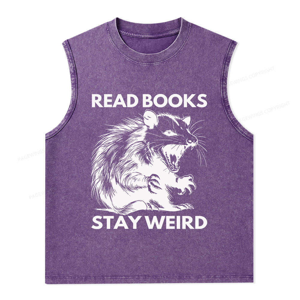 Pagewings Read Books Stay Weird Unisex Washed Tank Top